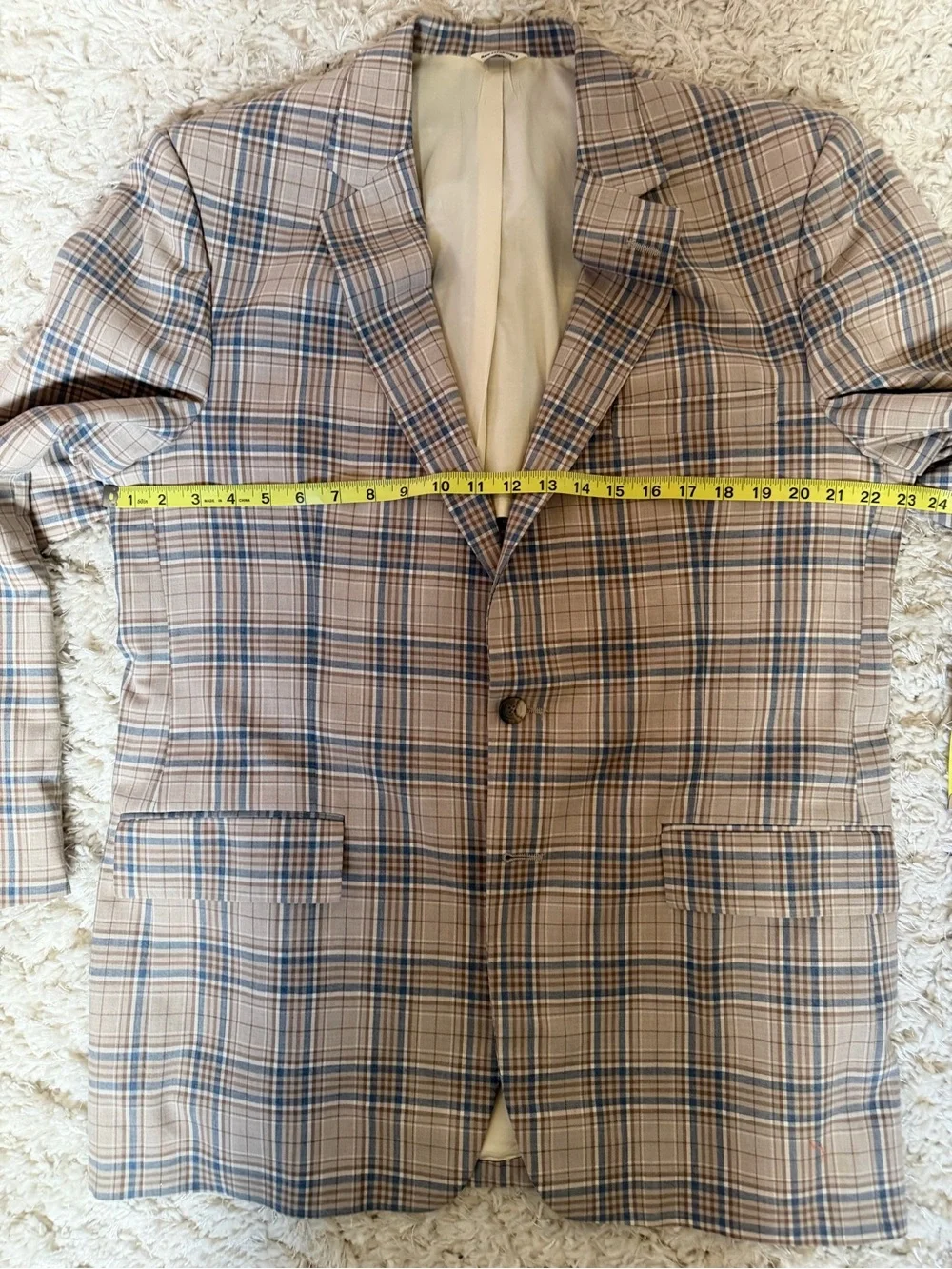 Botany 500 Classic Plaid Blazer - Beige & Blue